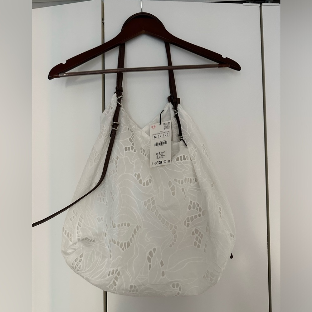 Zara bag white with brown straps
